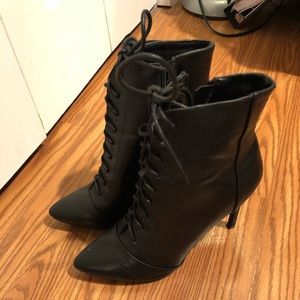 Lace up black booties